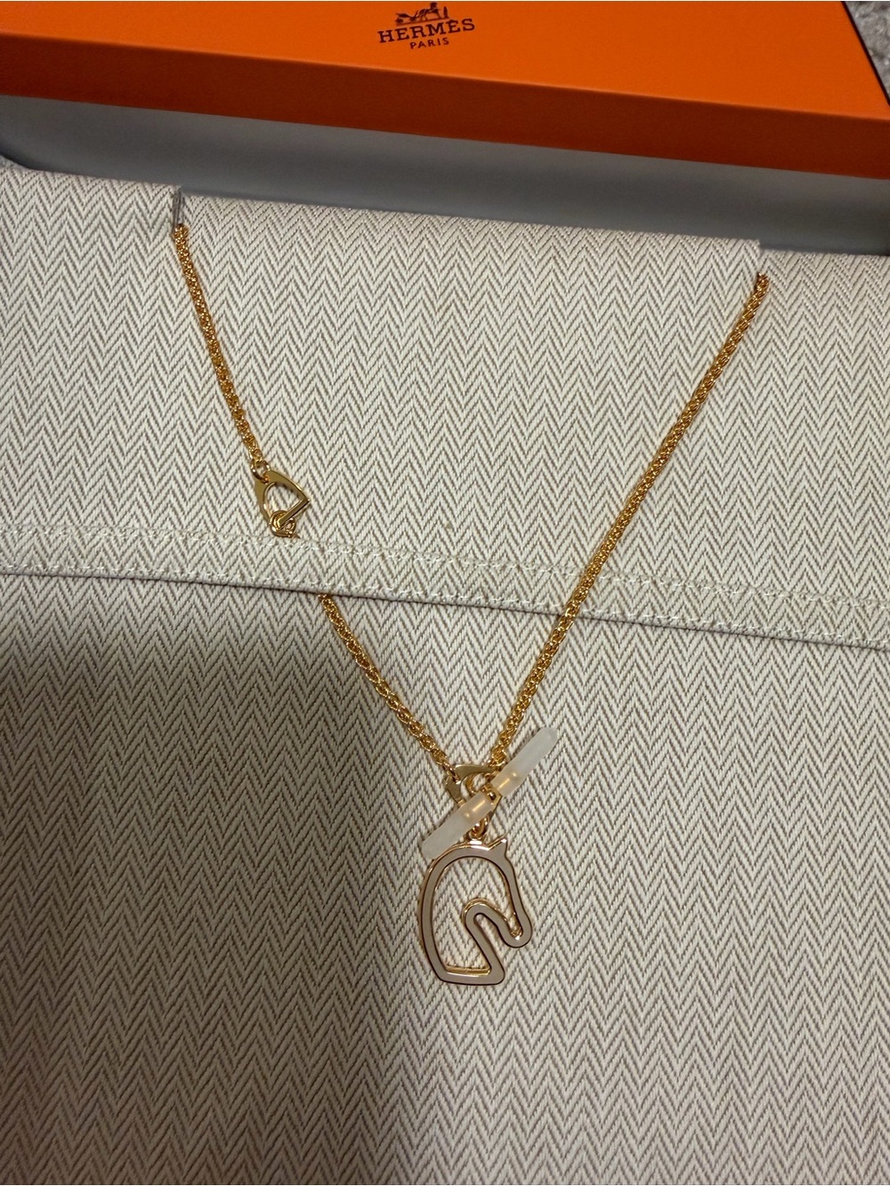 Hermes Gold Horse Head Pendant Necklace Tonnerre necklace, small model